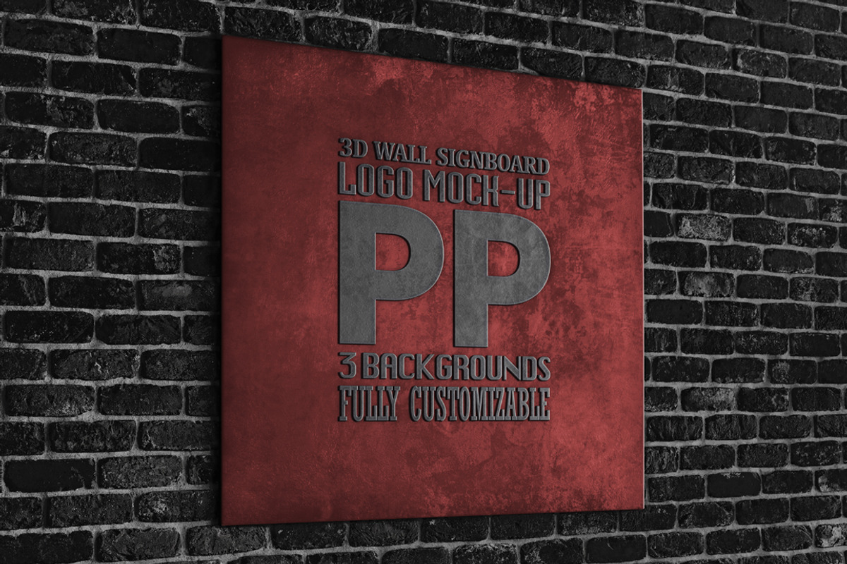 3D wall signboard mount logo mock, a Product Mockup by PrintPixel