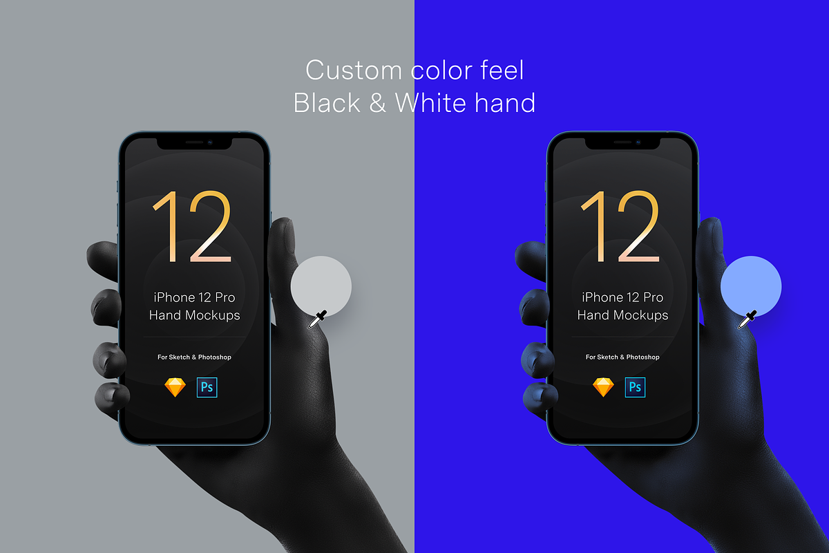 Black & White Mockup Hands iPhone 12, an iPhone Mockup by Pierre Borodin (Photo 5 of 7)