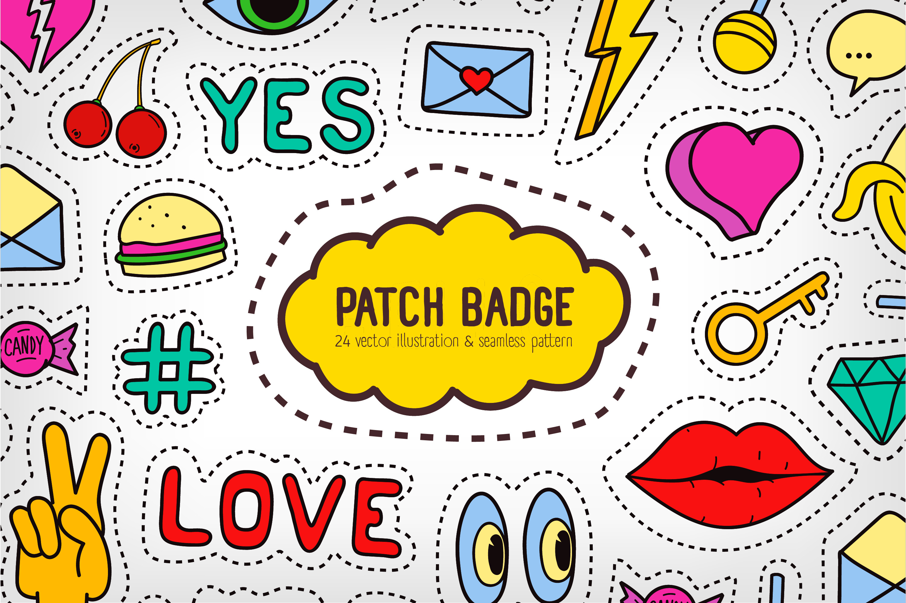 Set, pattern of fashion patches, an Object Graphic by Good Studio