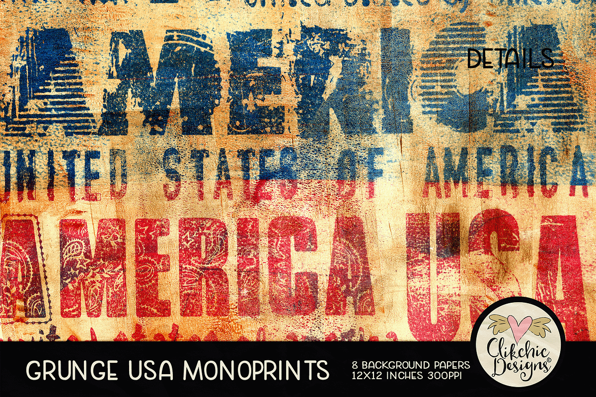 Grunge USA Monoprint Textures, a Texture Graphic by Clikchic Designs (Photo 5 of 5)