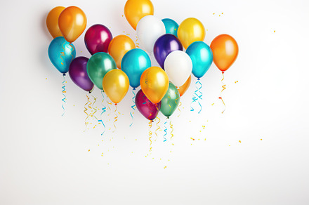 Colorful balloons on white background, a Holiday Photo by AlyaAnd