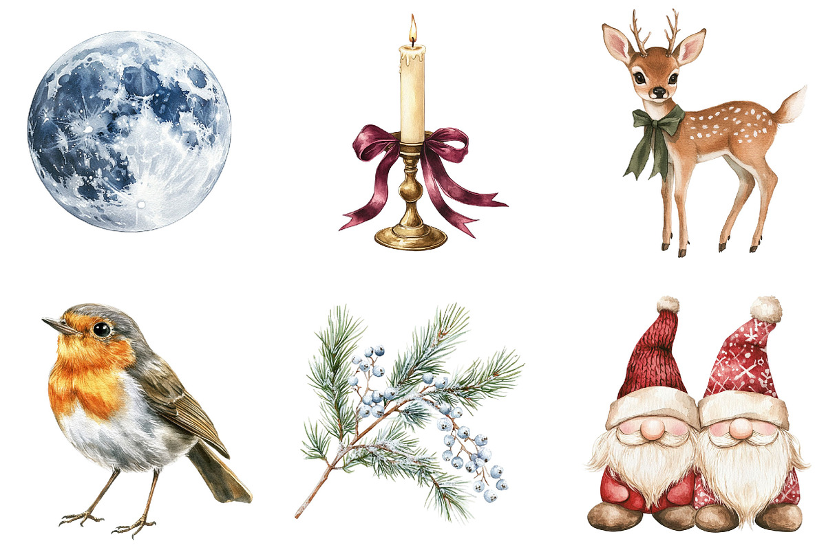 Secret Winter Garden Clipart Set, a Seasonal Illustration by Designking