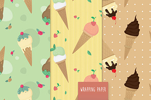 Ice Cream pattern vector set, a Pattern Graphic by Cheeba Ribba Designs
