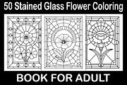 Stained Glass Flower Coloring Book, a Decorative Illustration by Design Station (Thumbnail 1 of 3)