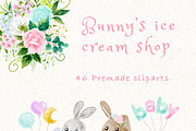 Bunny's ice cream shop clipart, an Animal Illustration by heyiamalice (Thumbnail 3 of 13)