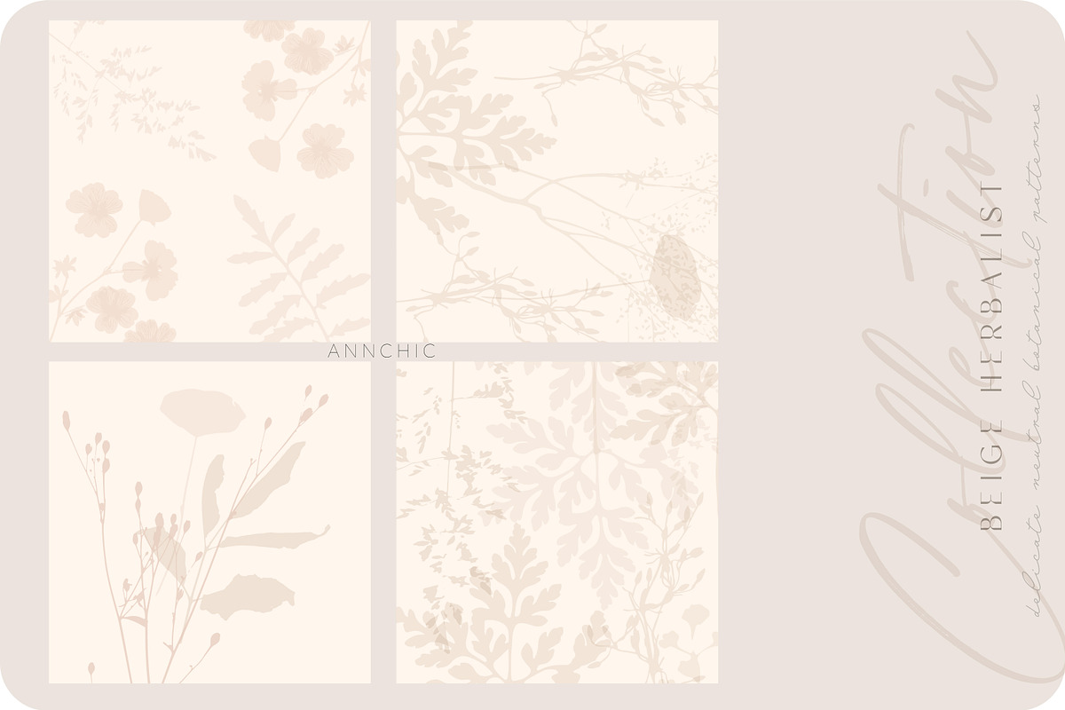 Beige botanical pattern collection, a Pattern Graphic by Anna Sokol (Photo 3 of 16)