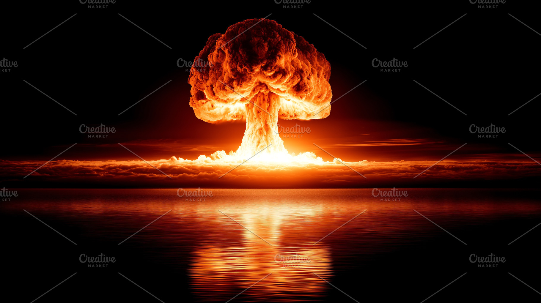 Fiery mushroom cloud from a massive, a Background Photo by MistyDay