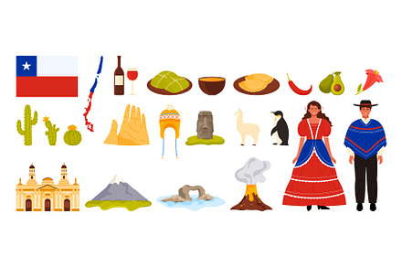 Travel to Chile set, stickers with
