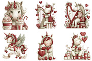 Whimsical Valentine Unicorn Clipart, an Illustration by DreamArtGraphic (Thumbnail 3 of 4)