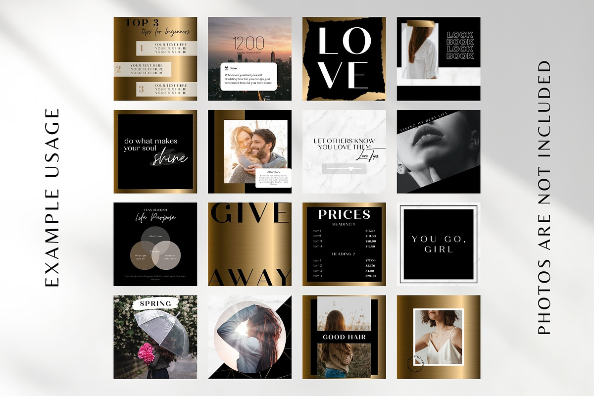 Gold and Black Instagram Templates, a Templates & Theme by Boltik Studio (Photo 4 of 10)