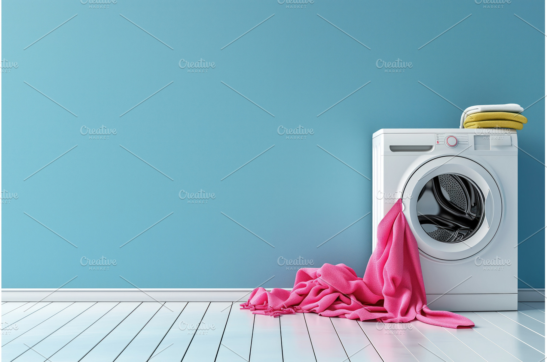 Laundry room with a washing machine, a Nature Photo by Ungvar Studio