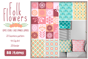Scandi Flowers patterns and clipart, a Decorative Illustration by Boo Guevara Shop