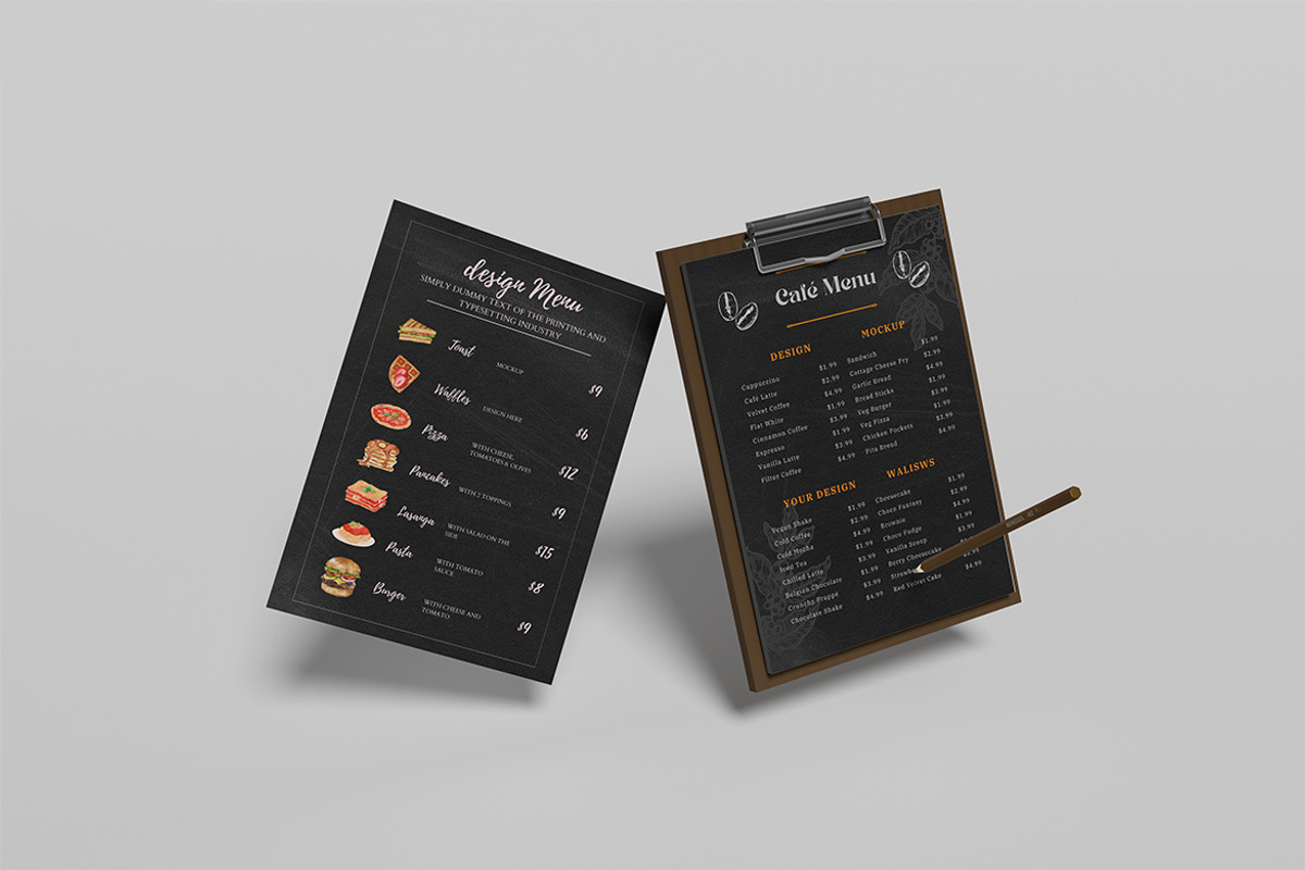 Restaurant Menu Mockup, an Advertising Mockup by HanaSaka_Studio