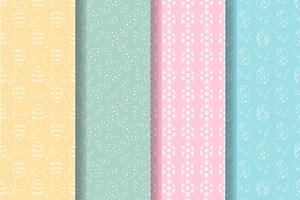 Set of pastel patterns Easter eggs
