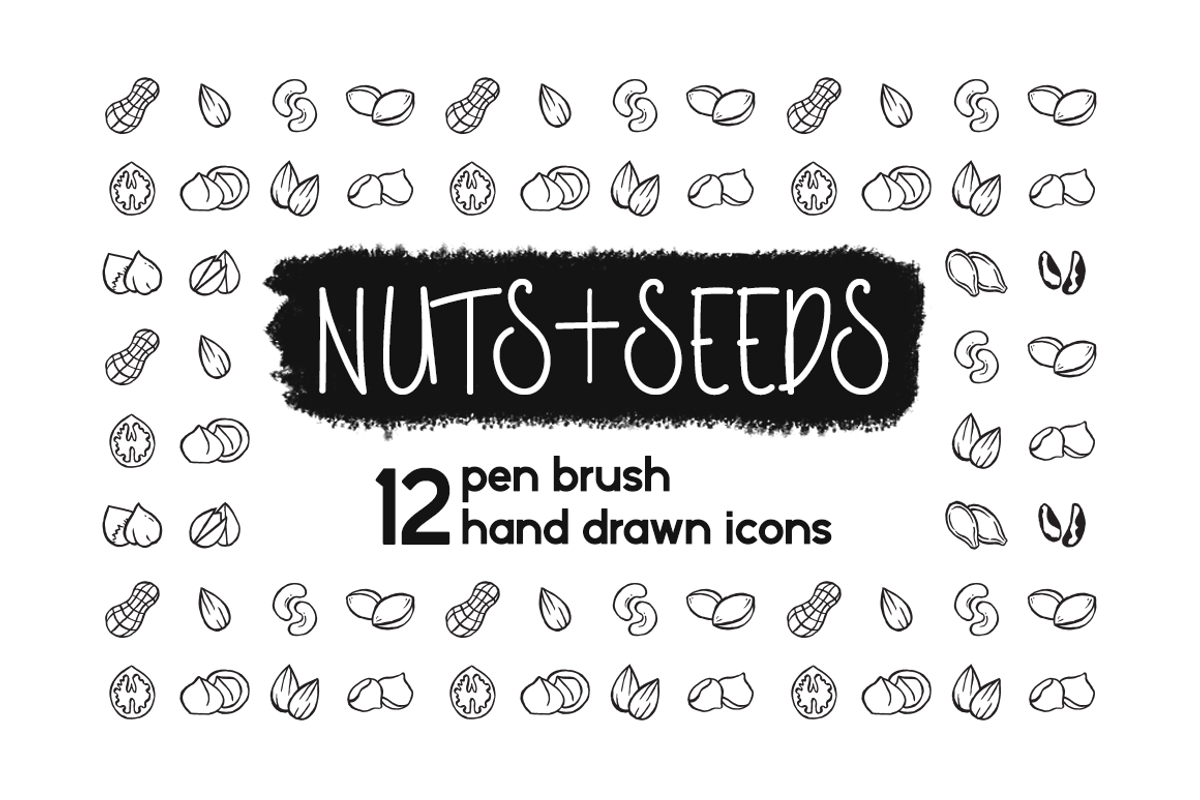 Pen Brush Hand Drawn Nuts&Seeds Set, an Object Graphic by Lillu (Photo 1 of 4)