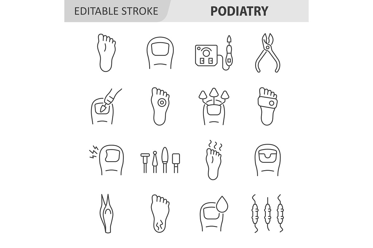 Podiatry line icon set, an Outline Icon by ElineDesign (Photo 1 of 3)