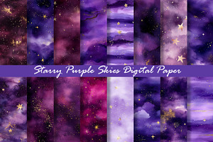 Starry Purple Skies Digital Paper