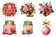 Pink Christmas Clipart PNG, an Illustration by SinaCreation (Thumbnail 3 of 7)