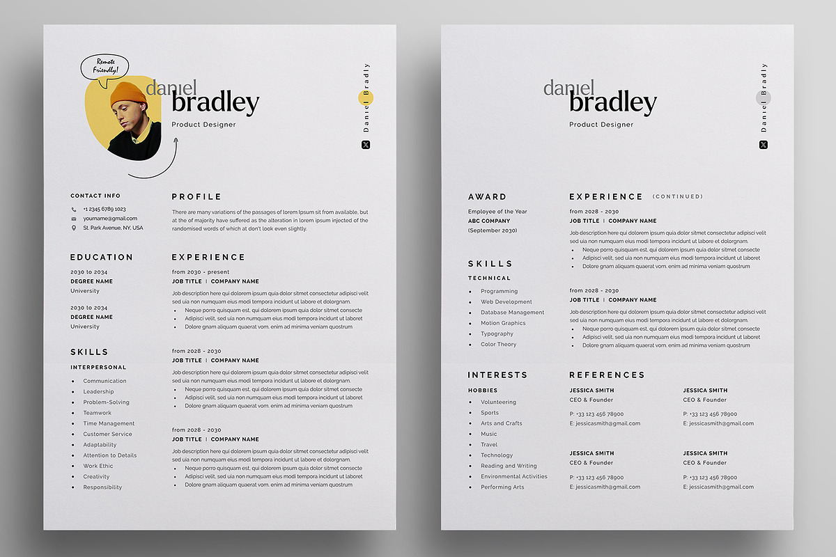 2 Resume/CV Bundle, a Resume Template by Reuix Studio (Photo 4 of 11)
