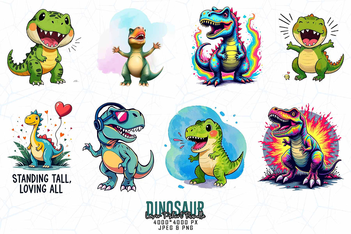 20 Groovy Dinosaur Clipart Bundle, an Illustration by Sofia's Fashion (Photo 2 of 3)
