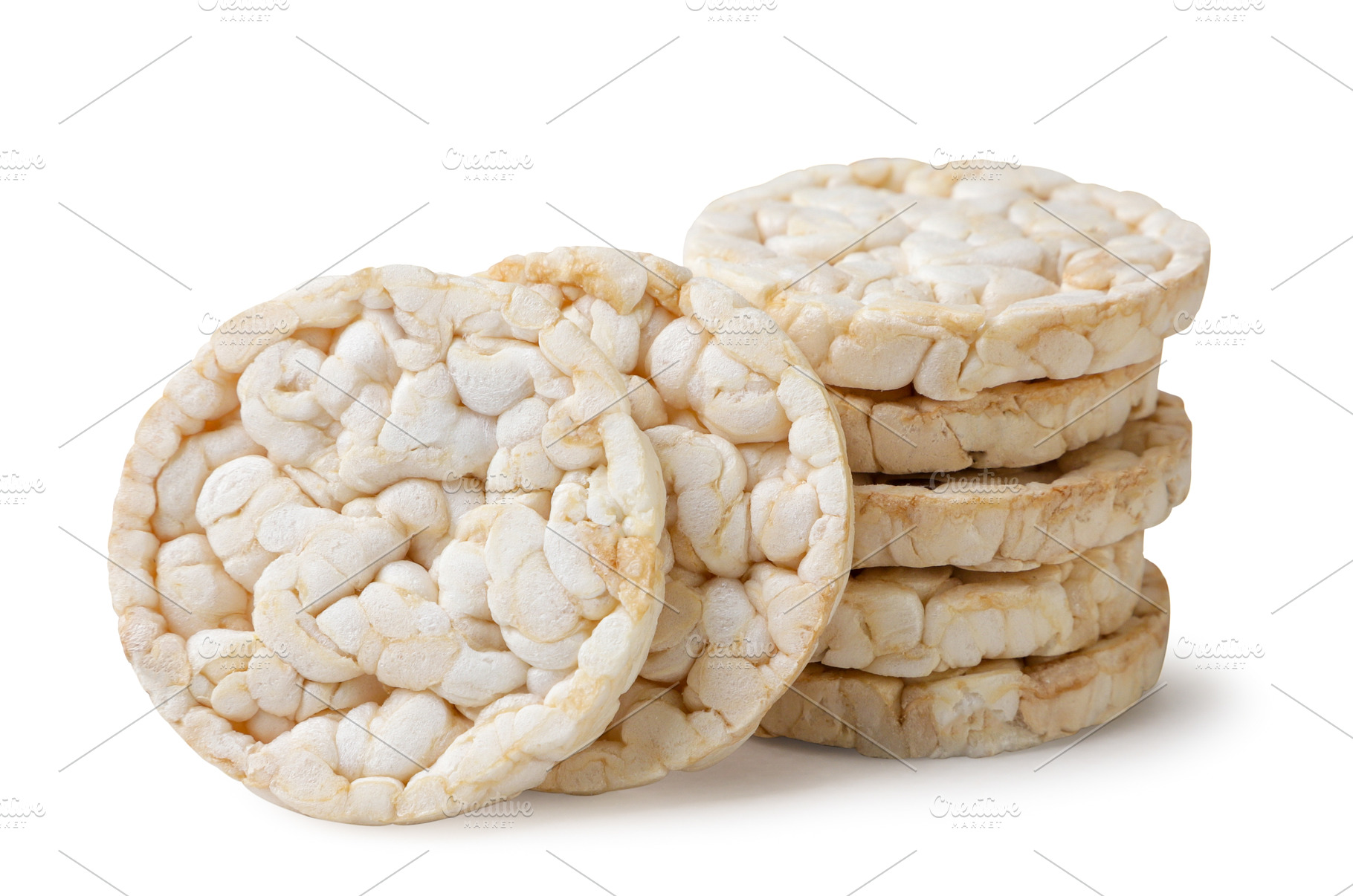 Rice cakes close-up on a white, a Food & Drink Photo by innakreativ