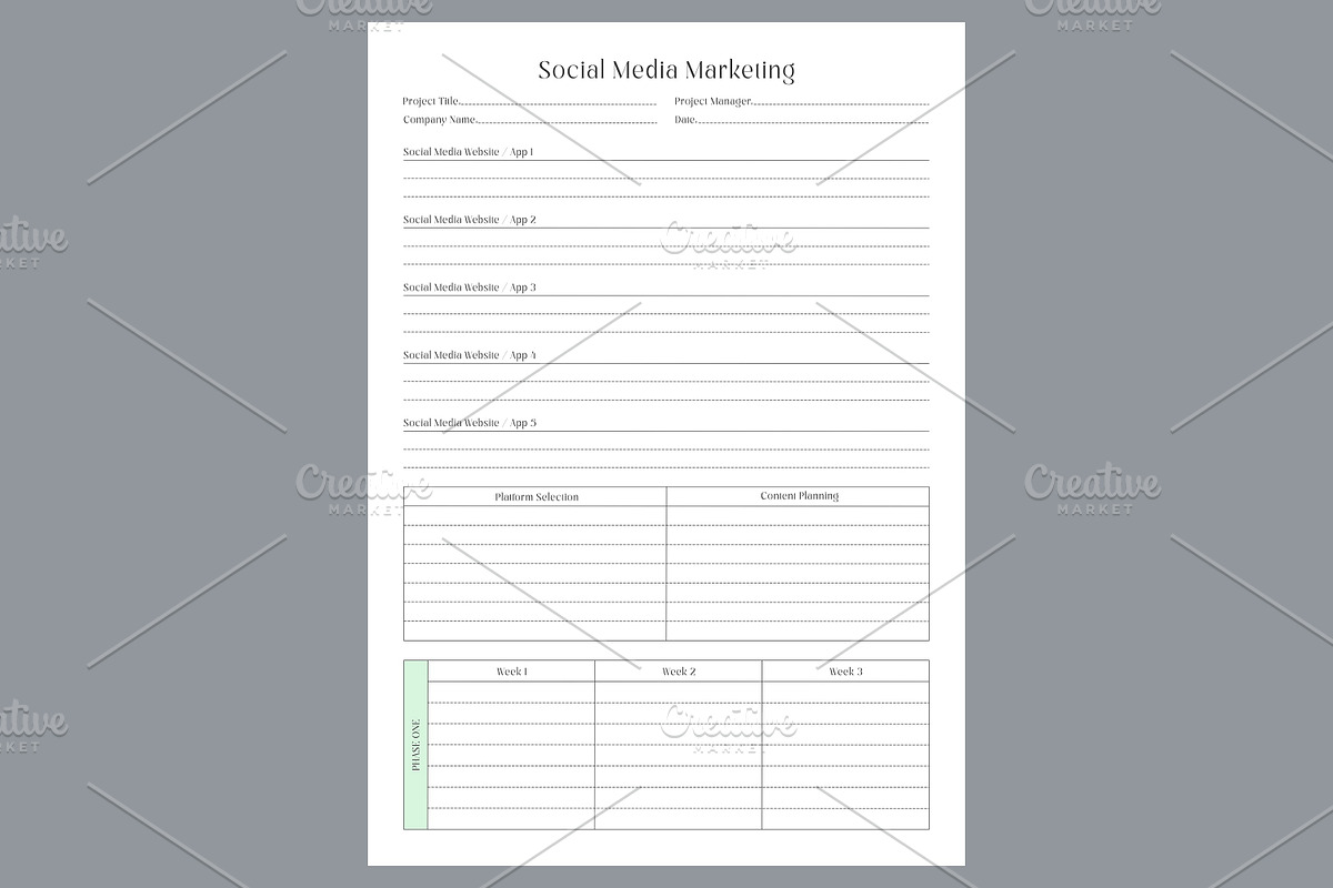 Social Media Marketing Planner Sheet, a Stationery Template by shahsoft (Photo 2 of 4)