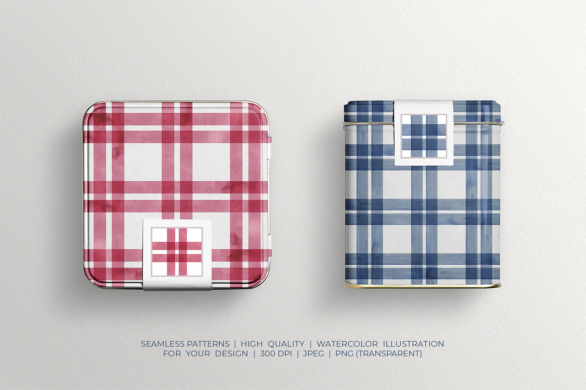 Plaid & Stripe Watercolor Patterns, a Texture Illustration by YarovaArt (Photo 6 of 9)