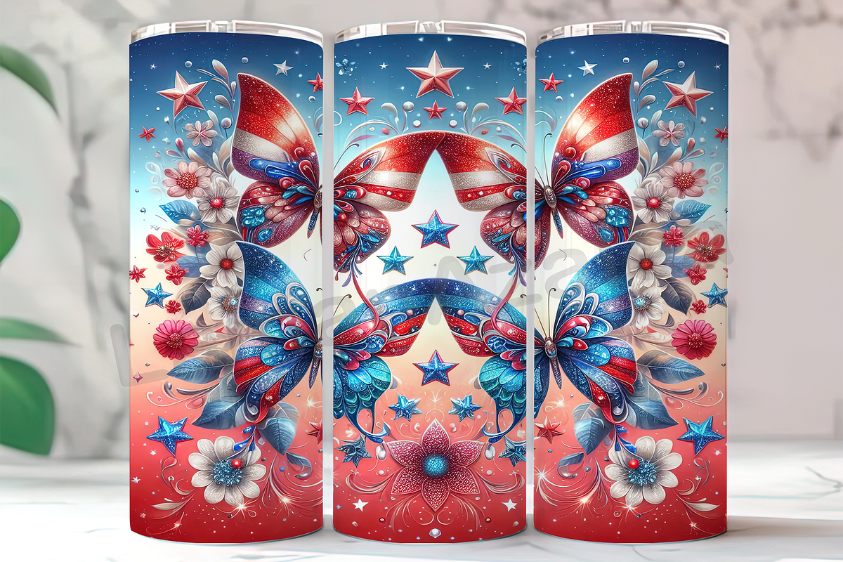 July 4th Butterflies Tumbler PNG, an Arts & Entertainment Photo by LamanAzalea (Photo 1 of 2)