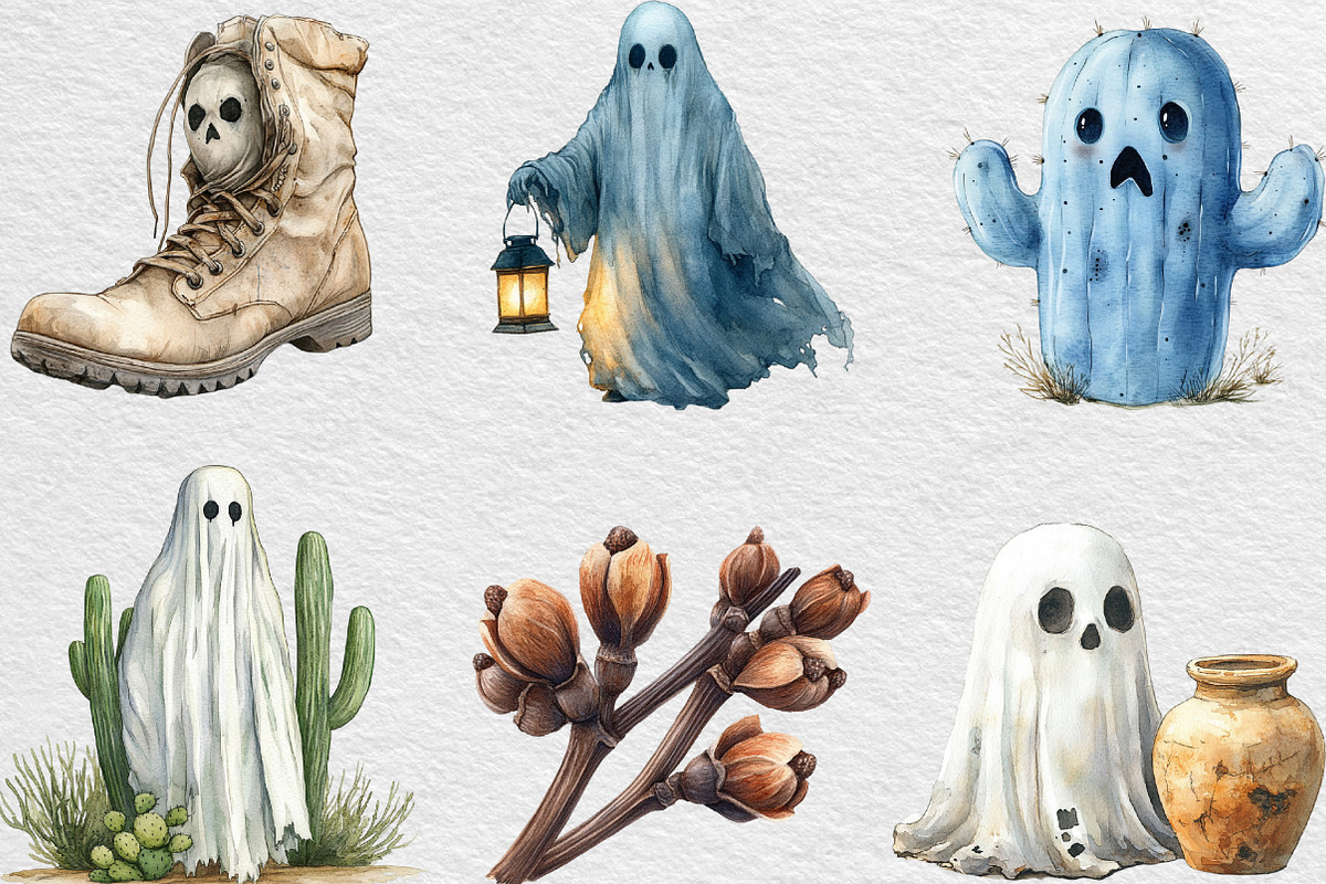 Haunted Desert Ghosts Clipart, an Illustration by Black Bird Studio (Photo 3 of 6)