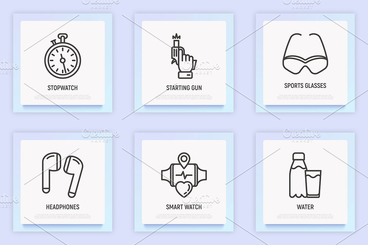 Triathlon | 16 Thin Line Icons Set, an Outline Icon by Alex Blogoodf (Photo 6 of 11)