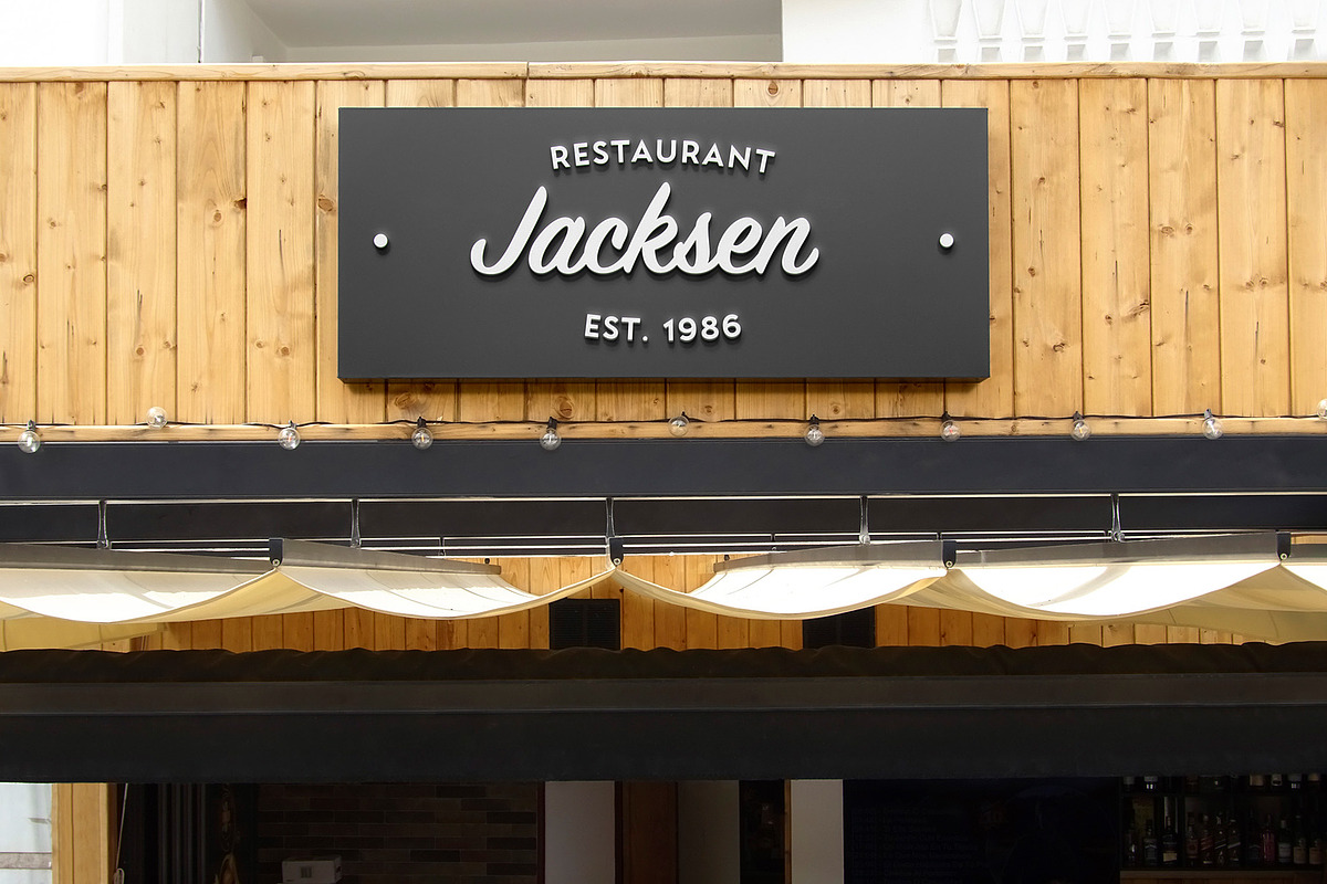 Logo Mockup Wooden Facade 3D Sign, an Advertising Mockup by Asylab (Photo 1 of 5)