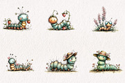 Summer Caterpillar Clipart PNG, an Illustration by CreationArt (Thumbnail 3 of 7)