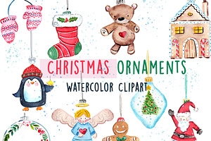 Watercolor Christmas Ornaments