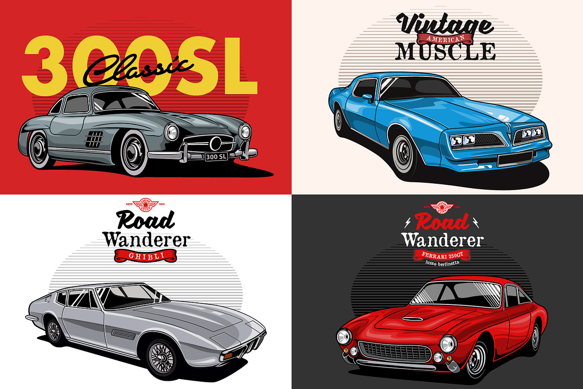 Classic Car Vector Pack vol 4, a Transportation Illustration by The BolzStudio (Photo 5 of 8)