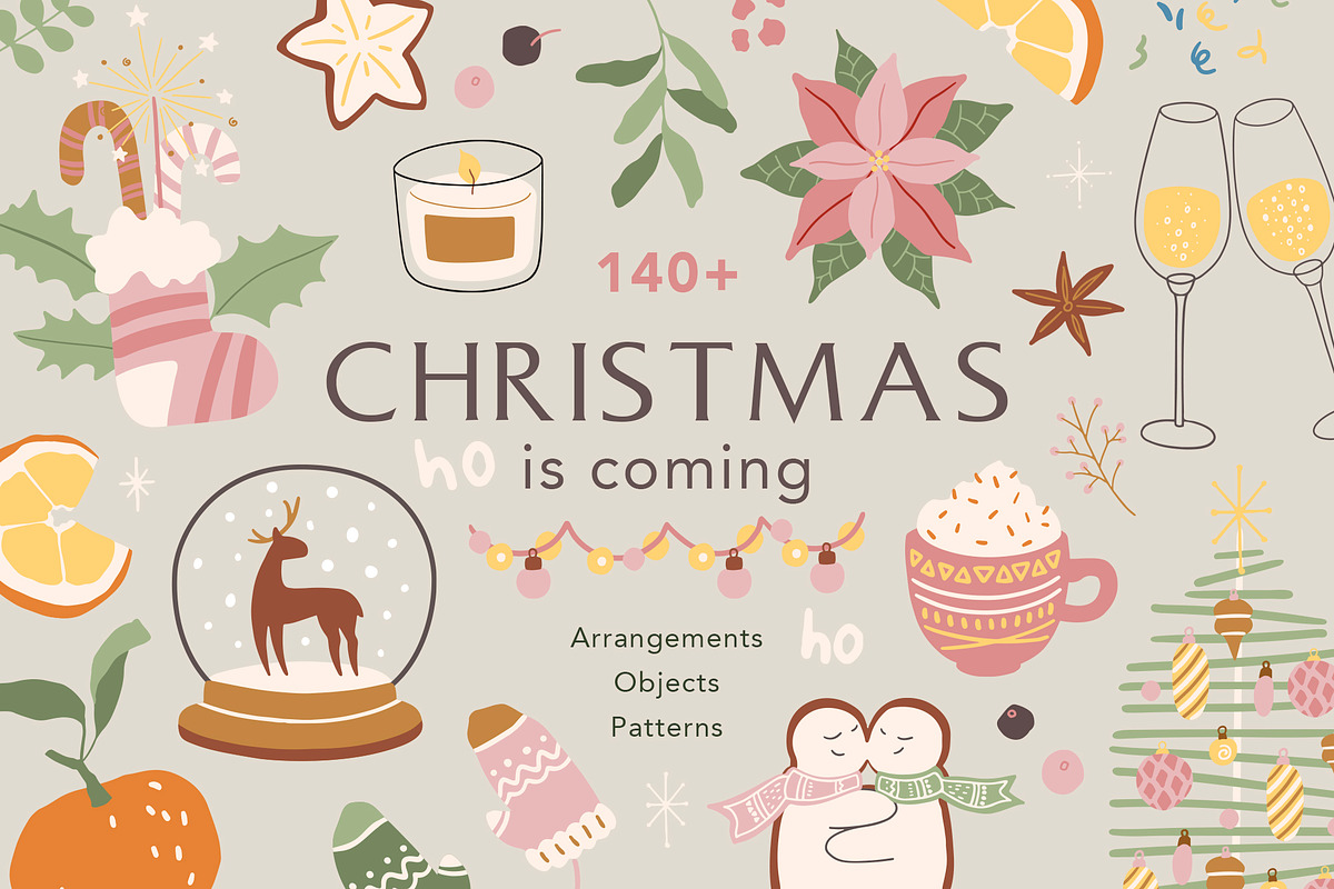 Christmas is coming! Cute cliparts, a Seasonal Illustration by Volha Studio (Photo 1 of 13)