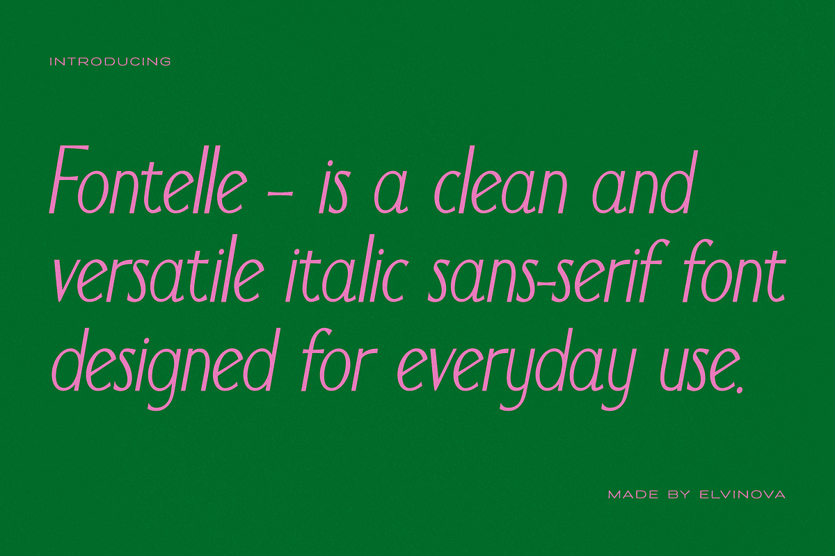 Fontelle Italic Sans, a Sans Serif Font by elvinova (Photo 1 of 8)