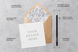 Greeting Card & Envelope Mockups