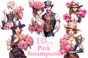 Pink Steampunk Valentine's Day PNG, a Seasonal Illustration by GlamArtZhanna (Thumbnail 1 of 4)