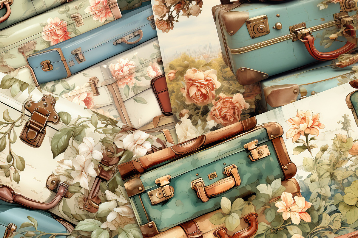 Vintage Suitcases Seamless Patterns
