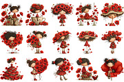 Whimsical Enjoy Poppy Girl Clipart, a Seasonal Illustration by designcity5 (Thumbnail 2 of 5)