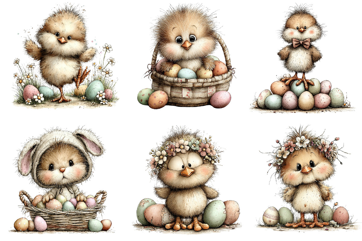 Whimsical Easter Chick Clipart, an Illustration by Dream Creation (Photo 3 of 6)