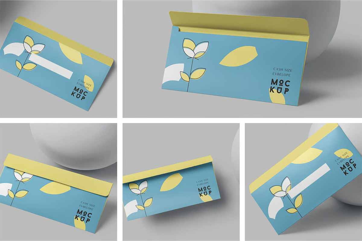 Cash Size Envelope Mockups, a Packaging Mockup by megostudi0 (Photo 1 of 7)