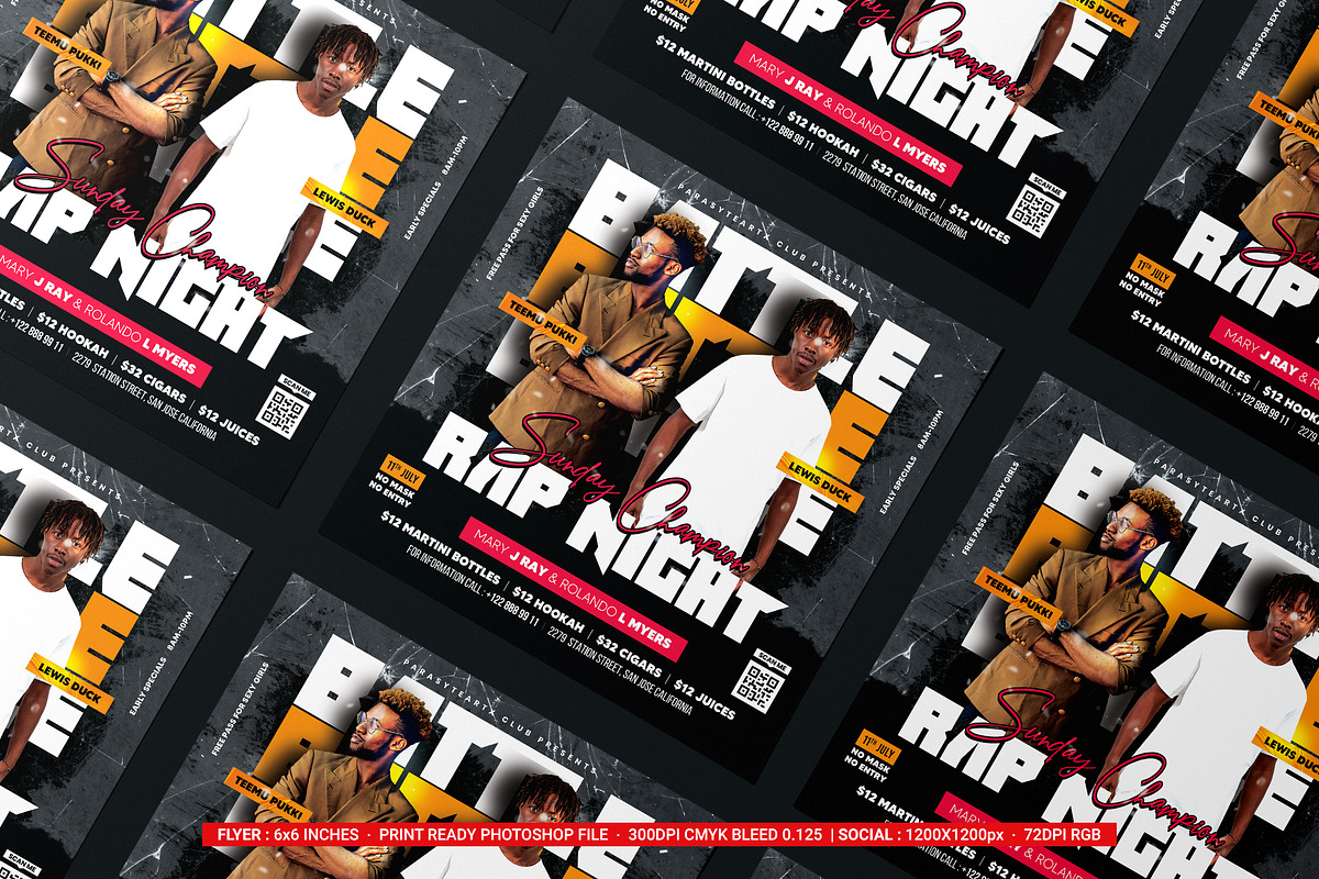 Rap Battle Flyer, a Flyer Template by iDoodle Studio