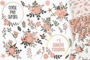 Pink Floral Clipart & Seamless Paper, an Illustration by illuztrate (Thumbnail 6 of 6)
