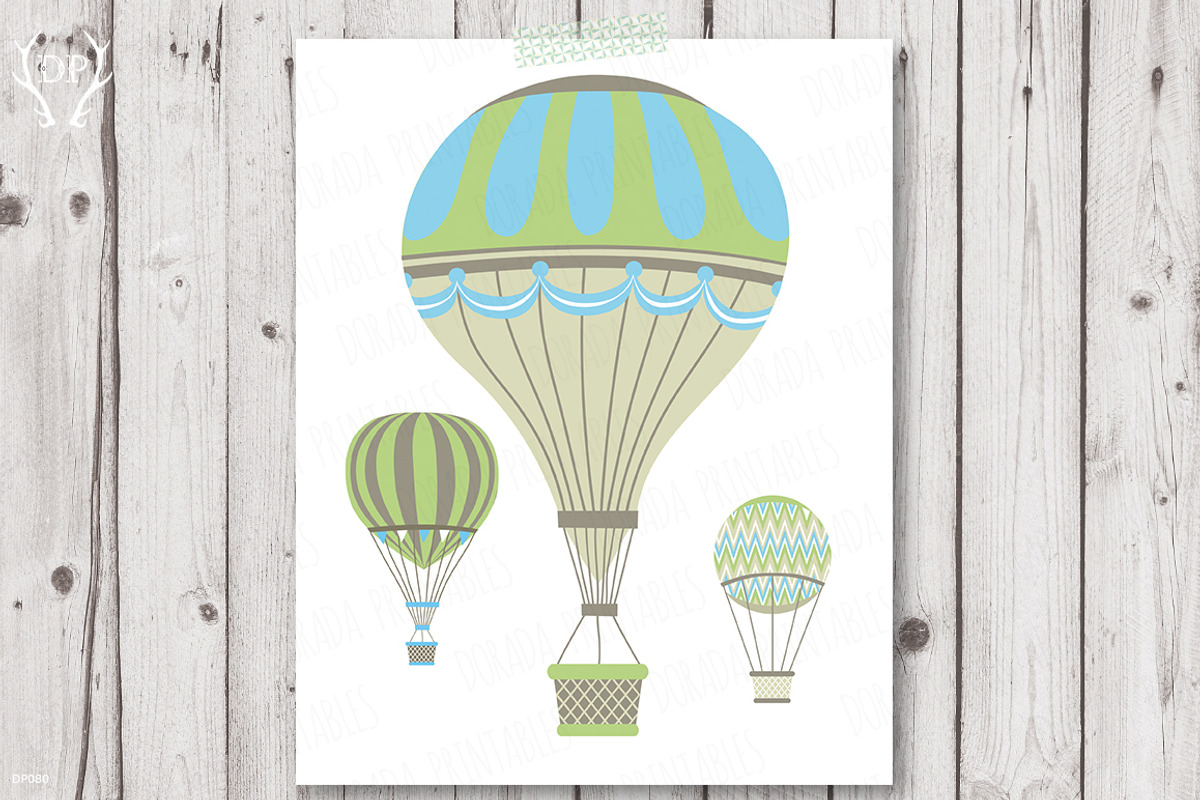 Vintage Hot Air Balloons Blue, a Decorative Illustration by Talent Supplies (Photo 1 of 2)