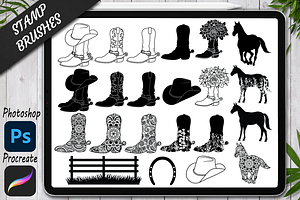 Procreate Cowboy Boot Stamps Brushes