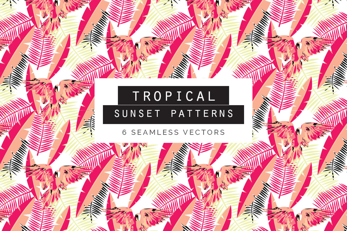 Tropical Sunset Seamless Patterns, a Pattern Graphic by Youandigraphics