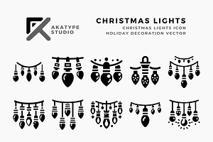 Christmas Lights Icon Vector, an Icon by Akatype Studio