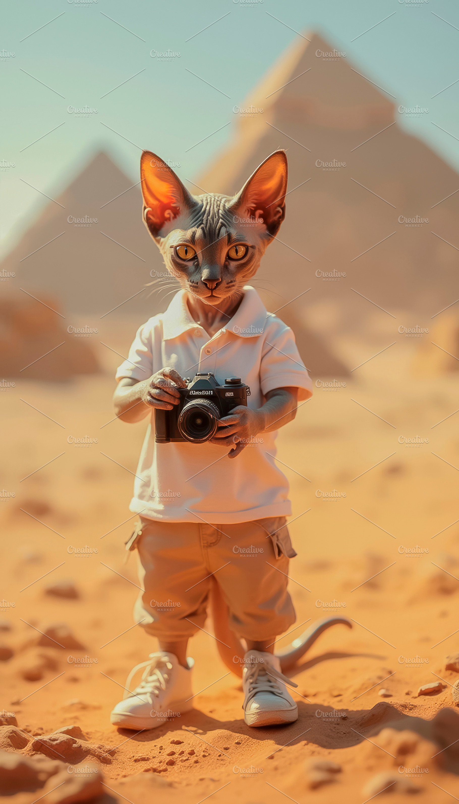Sphynx cat of the Egyptian pyramid, an Arts & Entertainment Photo by TatsianaSalauyova