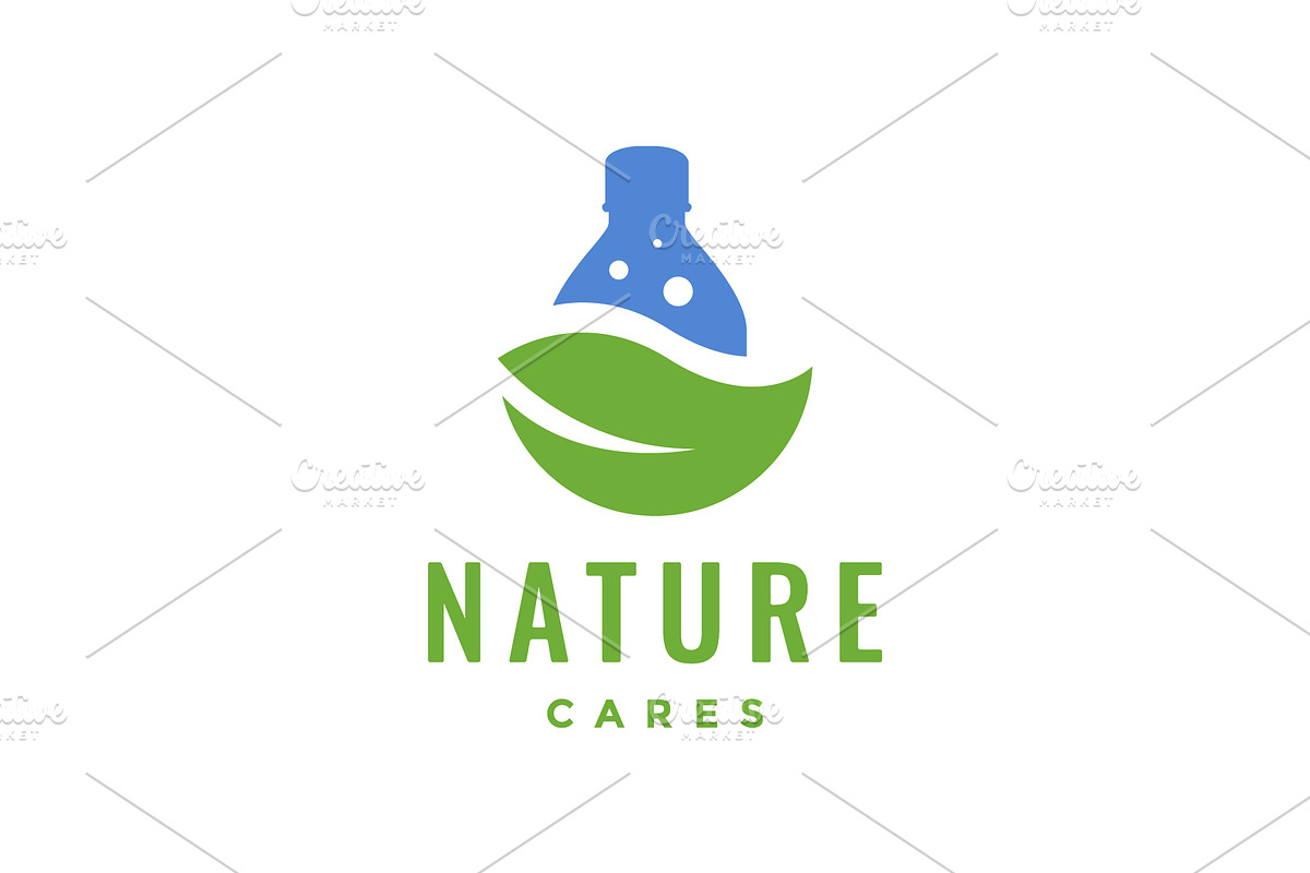 bottle with leaves care nature logo, a Branding & Logo Template by devastd